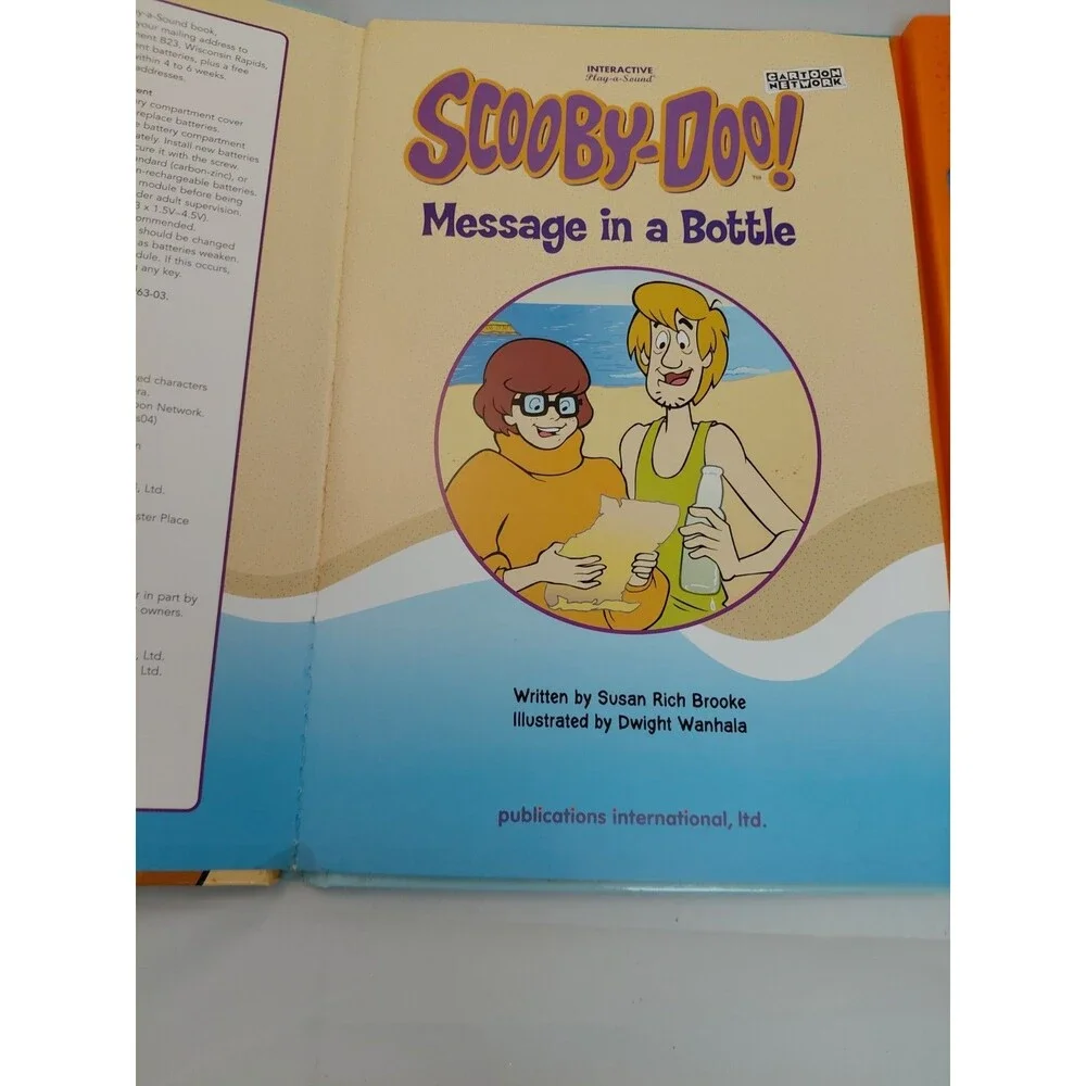 Scooby-Doo! MESSAGE IN A BOTTLE Interactive Play-A-Sound Book 2004 New Batteries